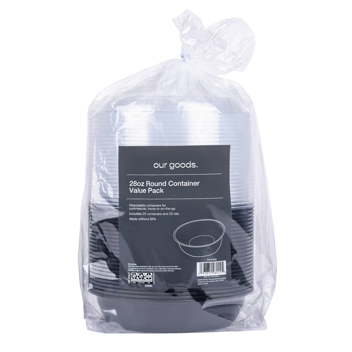 our goods Disposable Round Food Containers, 25 pk