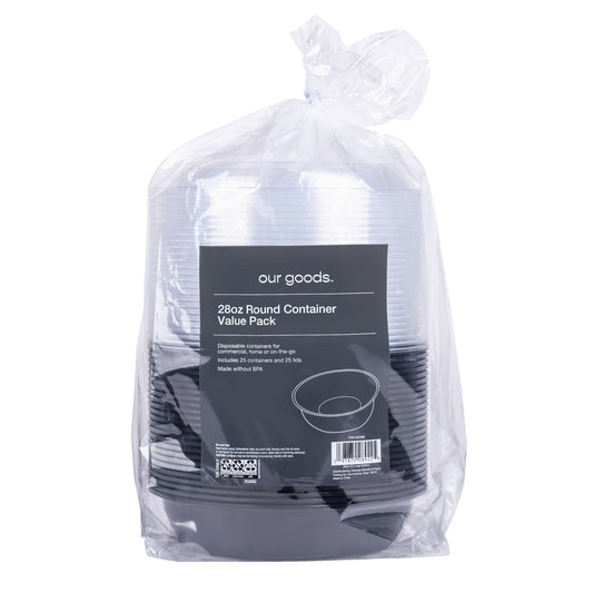 our goods Disposable Round Food Containers, 25 pk