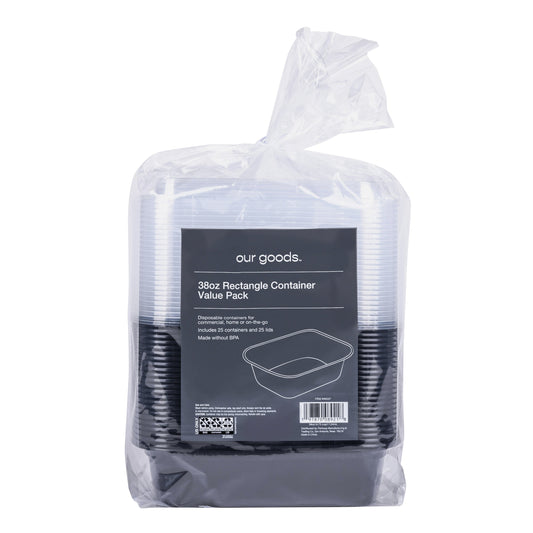 our goods Rectangle Disposable Containers & Lids, 25 pk