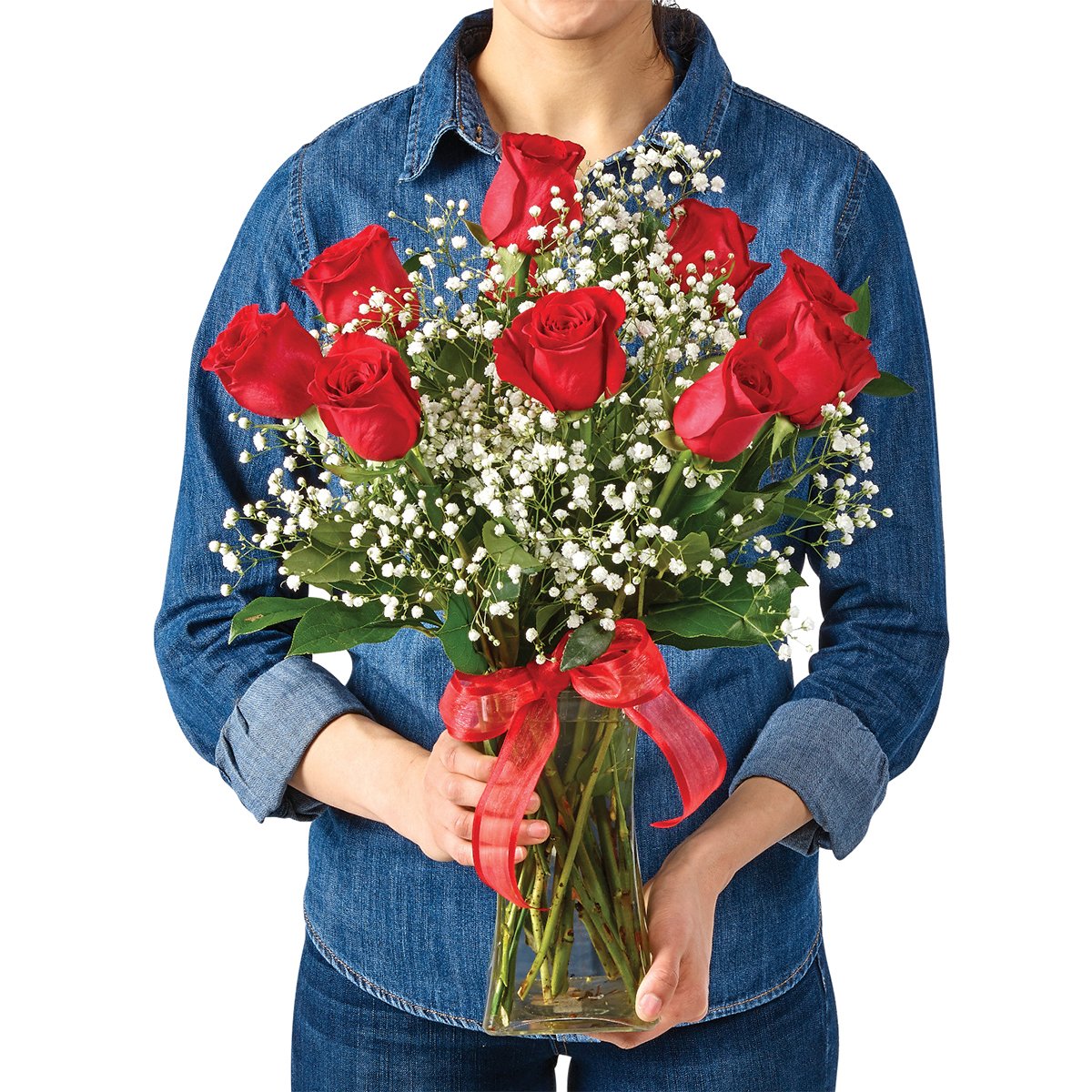 BLOOMS by H-E-B Dozen Red Roses Designer Flower Arrangement