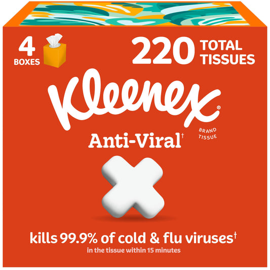 Kleenex Anti-Viral Facial Tissues Cube Boxes 3 Ply, 4 pk