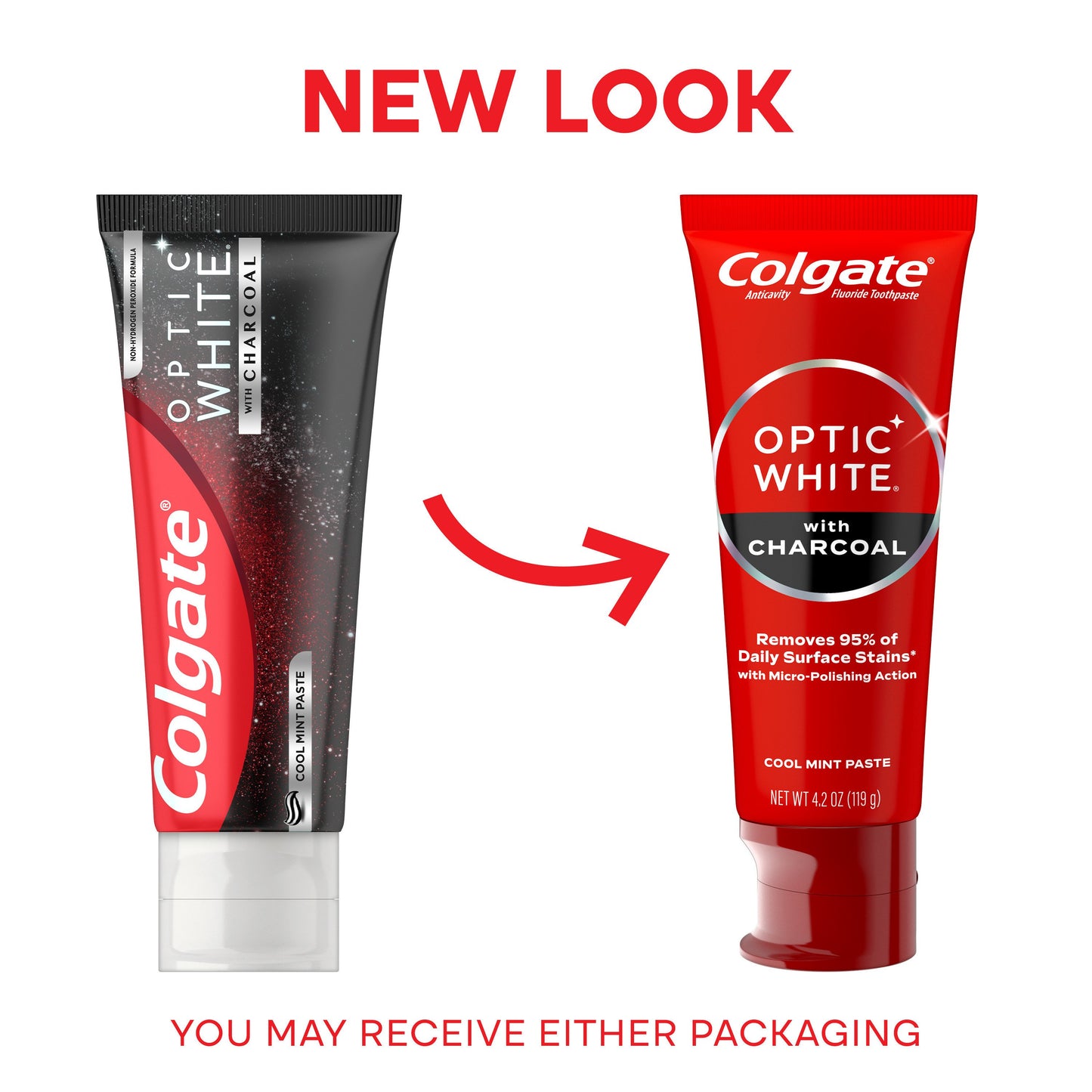 Colgate Optic White with Charcoal Anticavity Toothpaste - Cool Mint