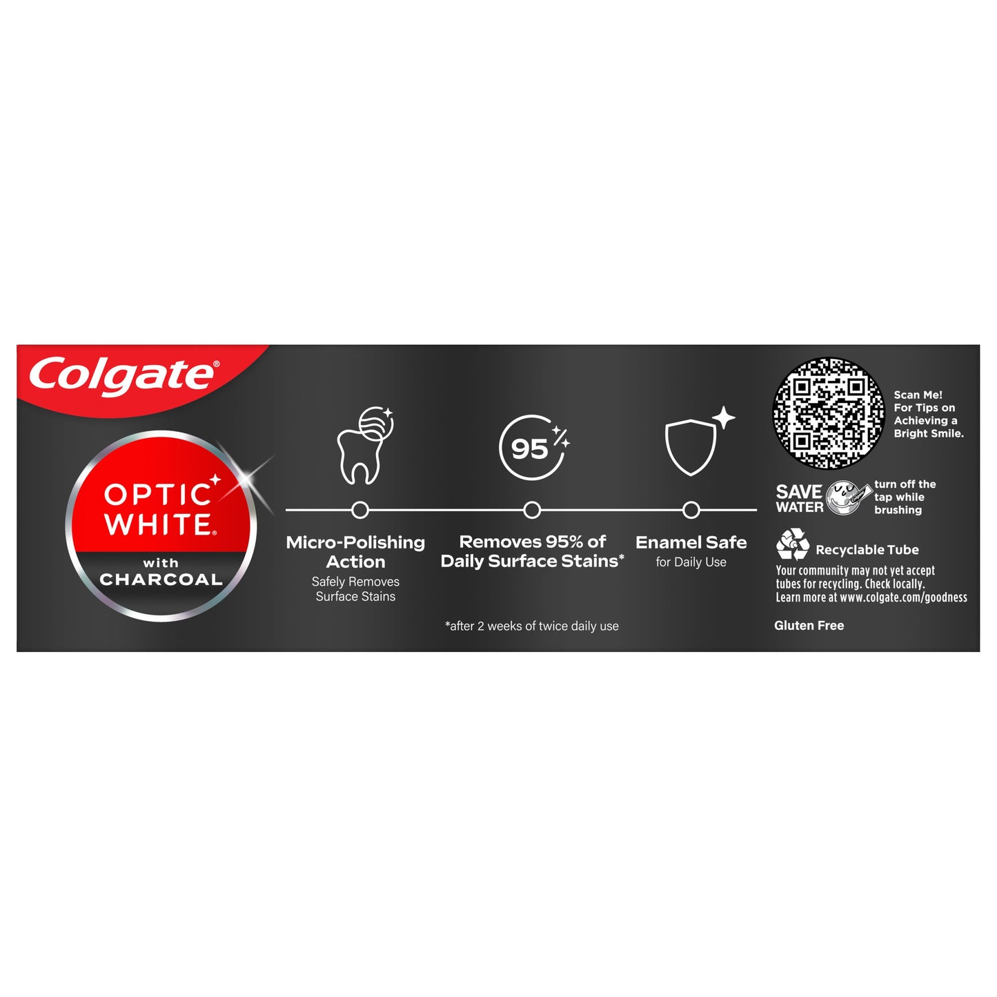 Colgate Optic White with Charcoal Anticavity Toothpaste - Cool Mint