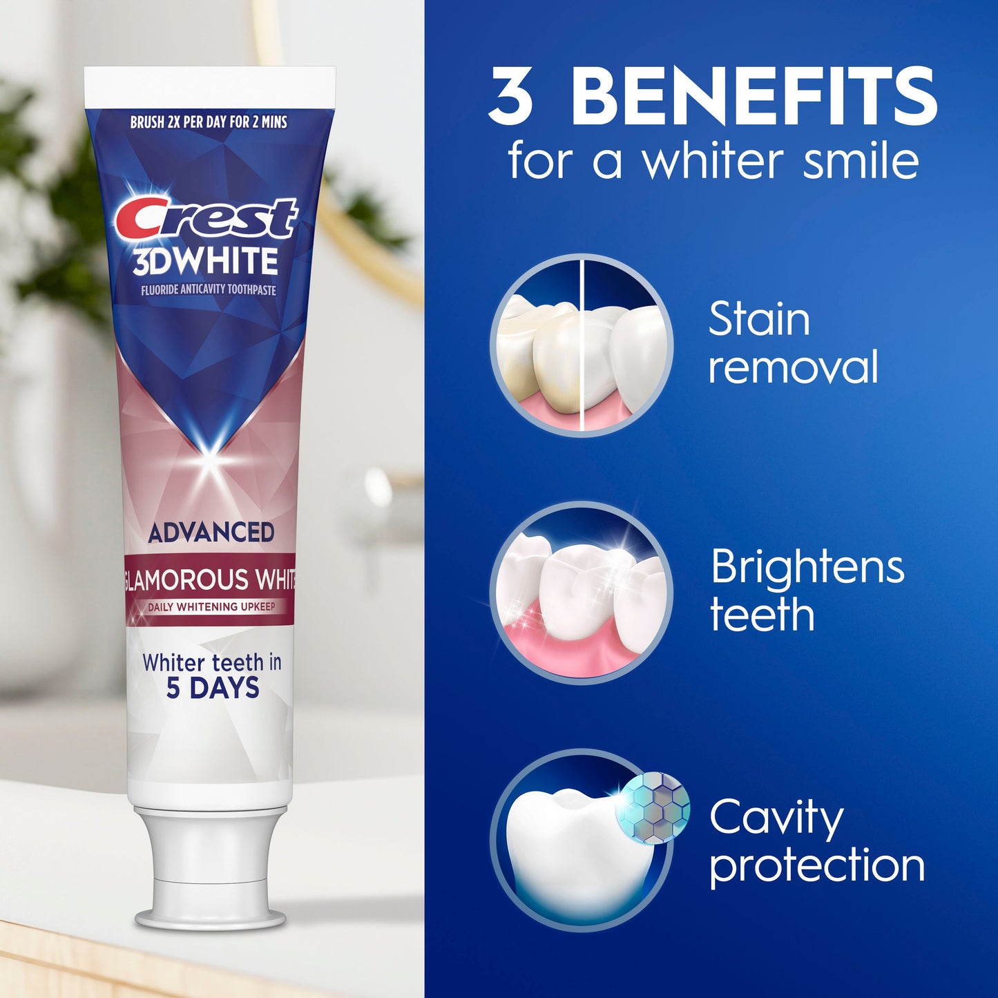 Crest 3DWhite Advanced Glamorous White Teeth Whitening Toothpaste