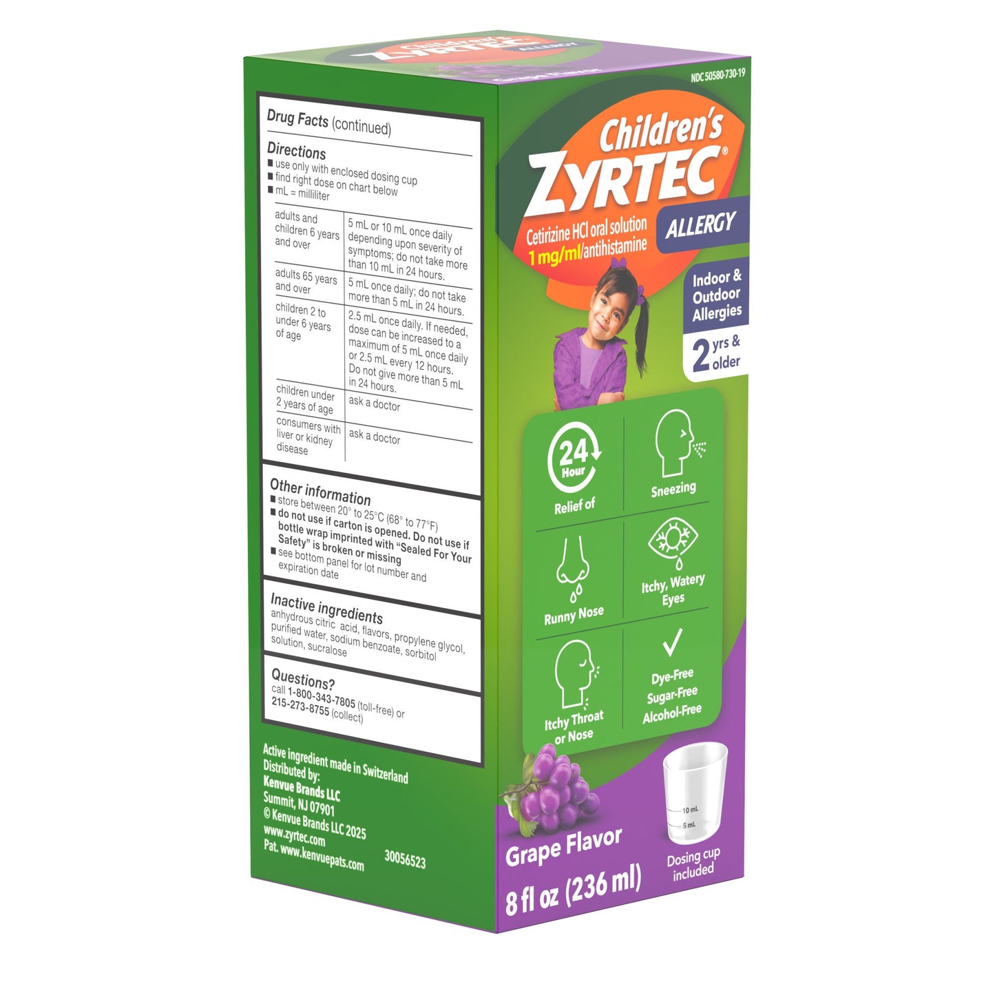 Children's Zyrtec 24 Hour Allergy Relief Syrup, Grape