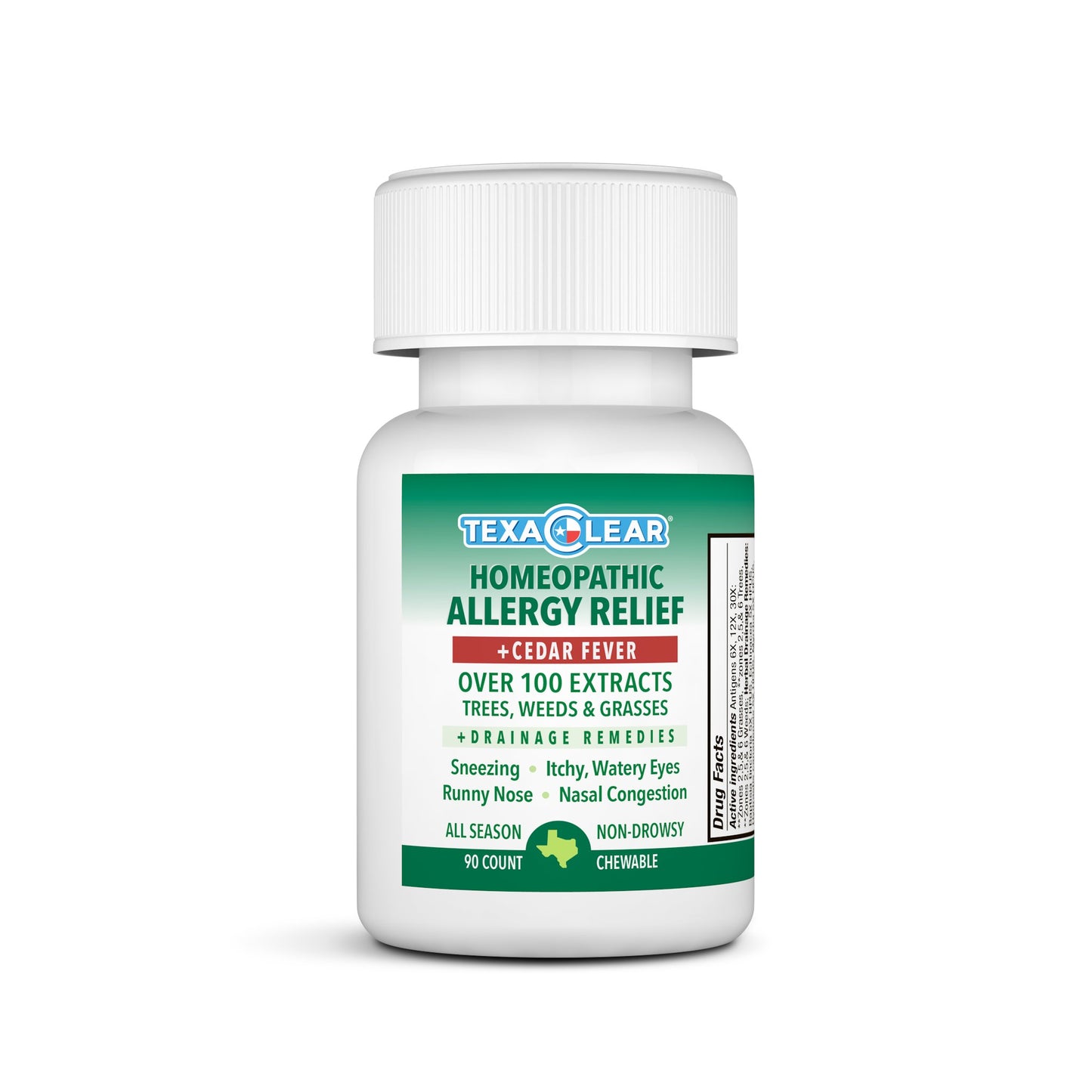 TexaClear Homeopathic Allergy + Cedar Fever Relief Chewable Tablets