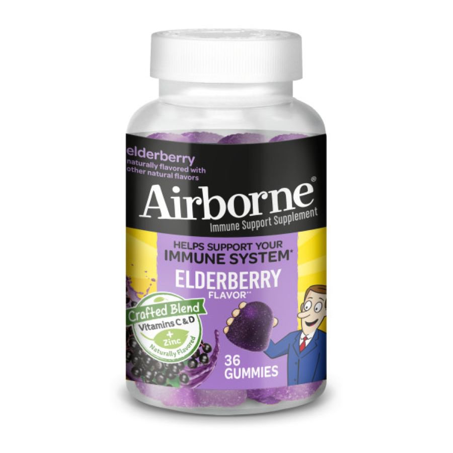 Airborne Vitamin C + Zinc Immune Support Gummies, Elderberry Flavor