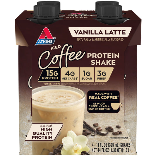 Atkins Iced Coffee Protein Shake - Vanilla Latte, 4 pk