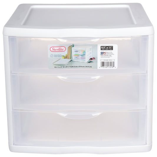 Sterilite 3-Drawer Storage Unit - White