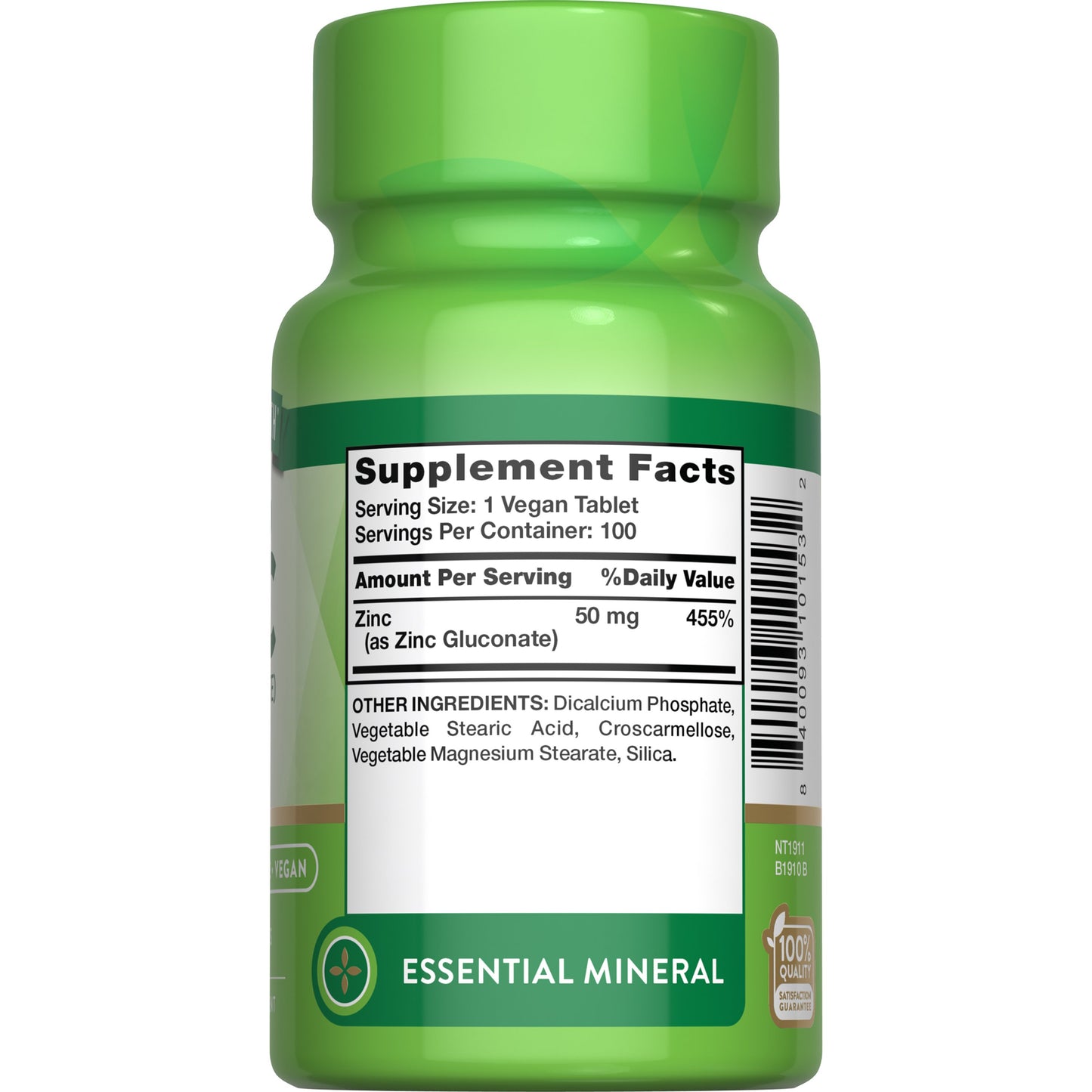 Nature's Truth Chelated Zinc 50 mg Tablets