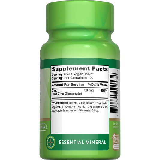 Nature's Truth Chelated Zinc 50 mg Tablets