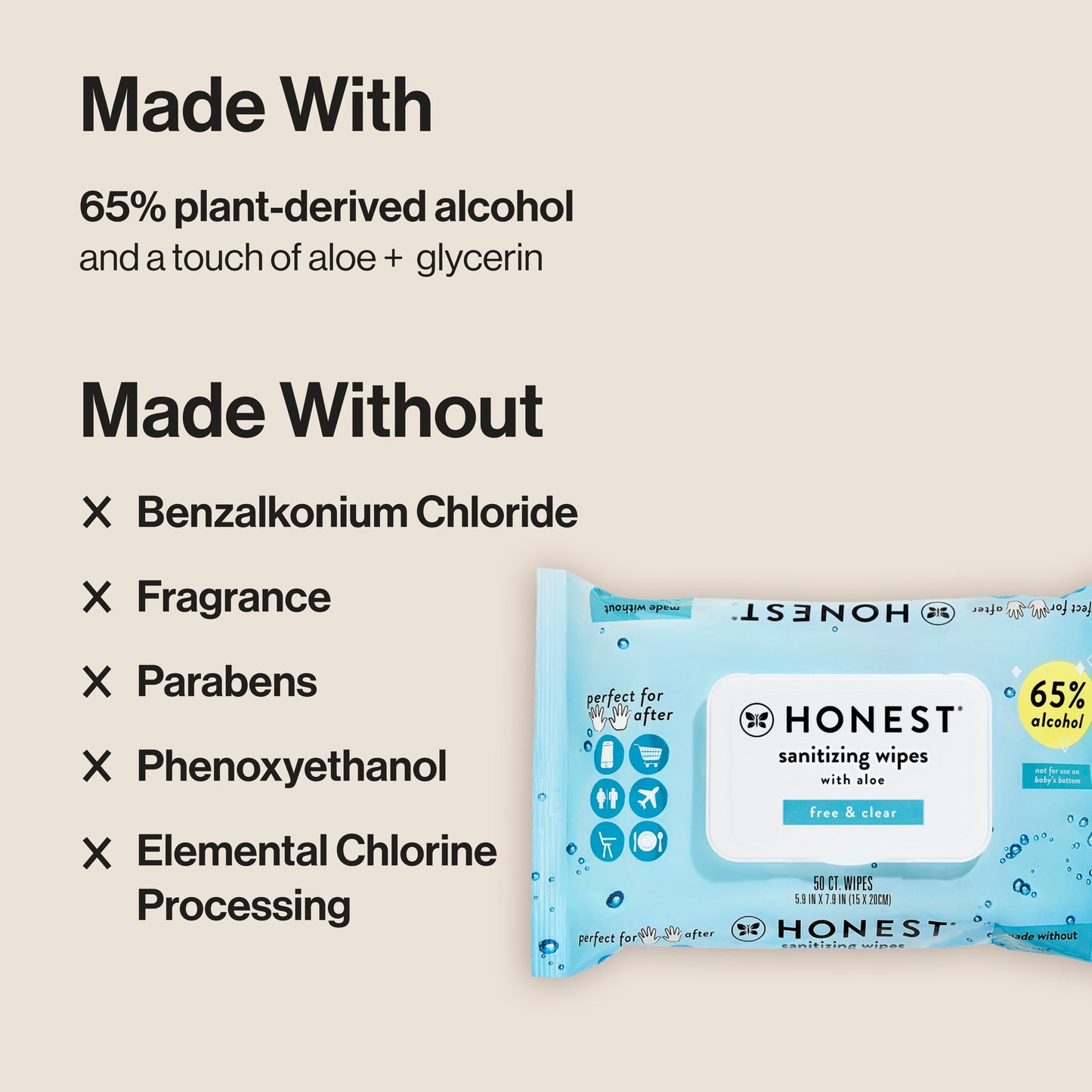 The Honest Company Alcohol Wipes with Aloe 3 Pk