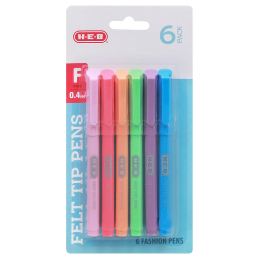 H-E-B 0.4mm Felt Tip Pens - Assorted Fashion Ink