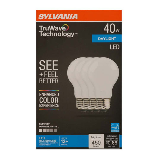 Sylvania TruWave A19 40-Watt Frosted LED Light Bulbs - Daylight