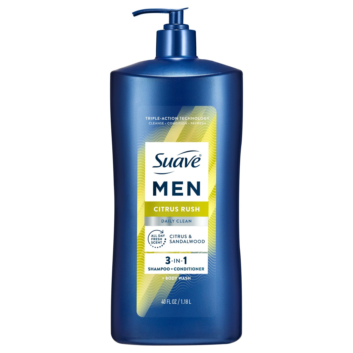 Suave Men 3-in1 Shampoo, Conditioner & Body Wash - Citrus Rush