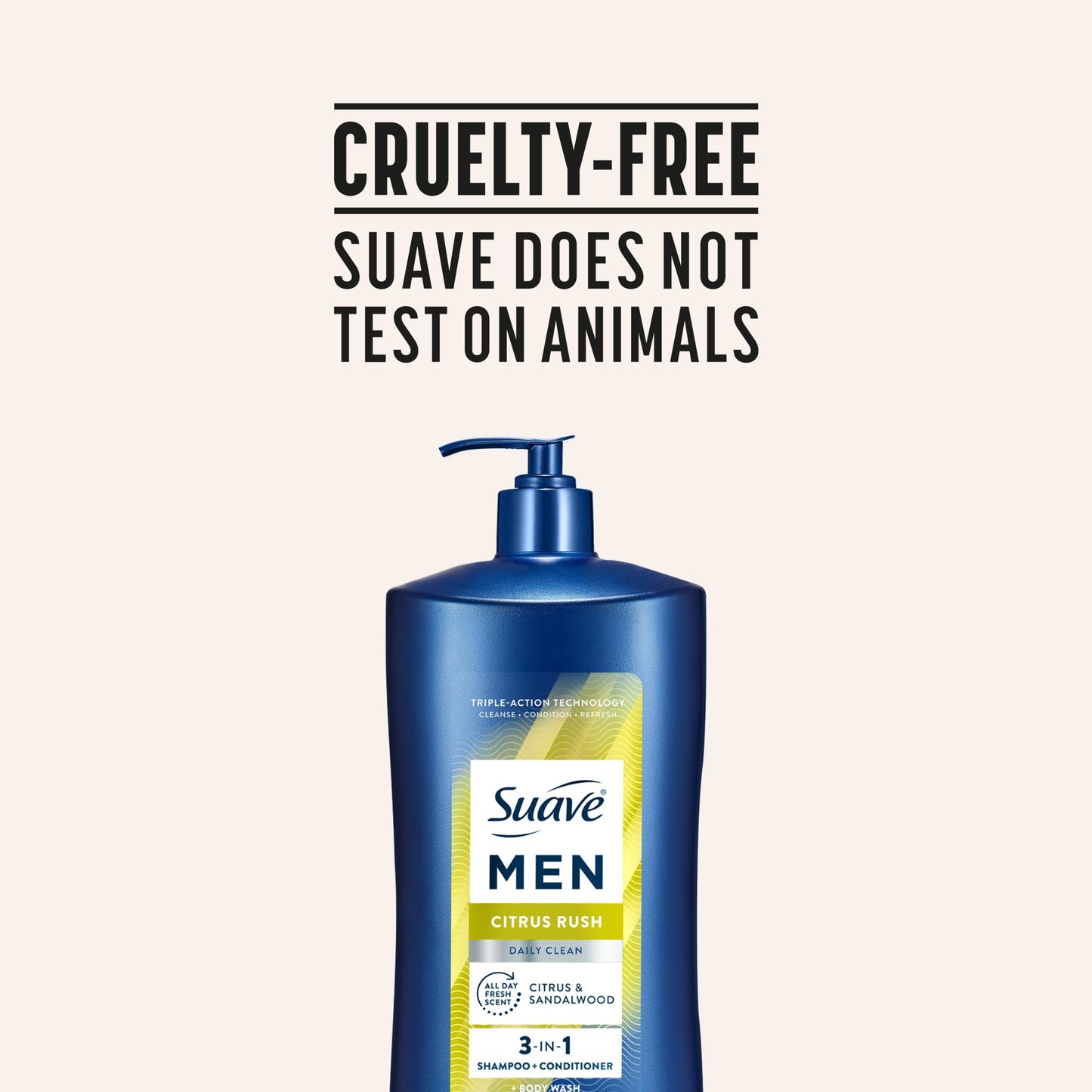 Suave Men 3-in1 Shampoo, Conditioner & Body Wash - Citrus Rush