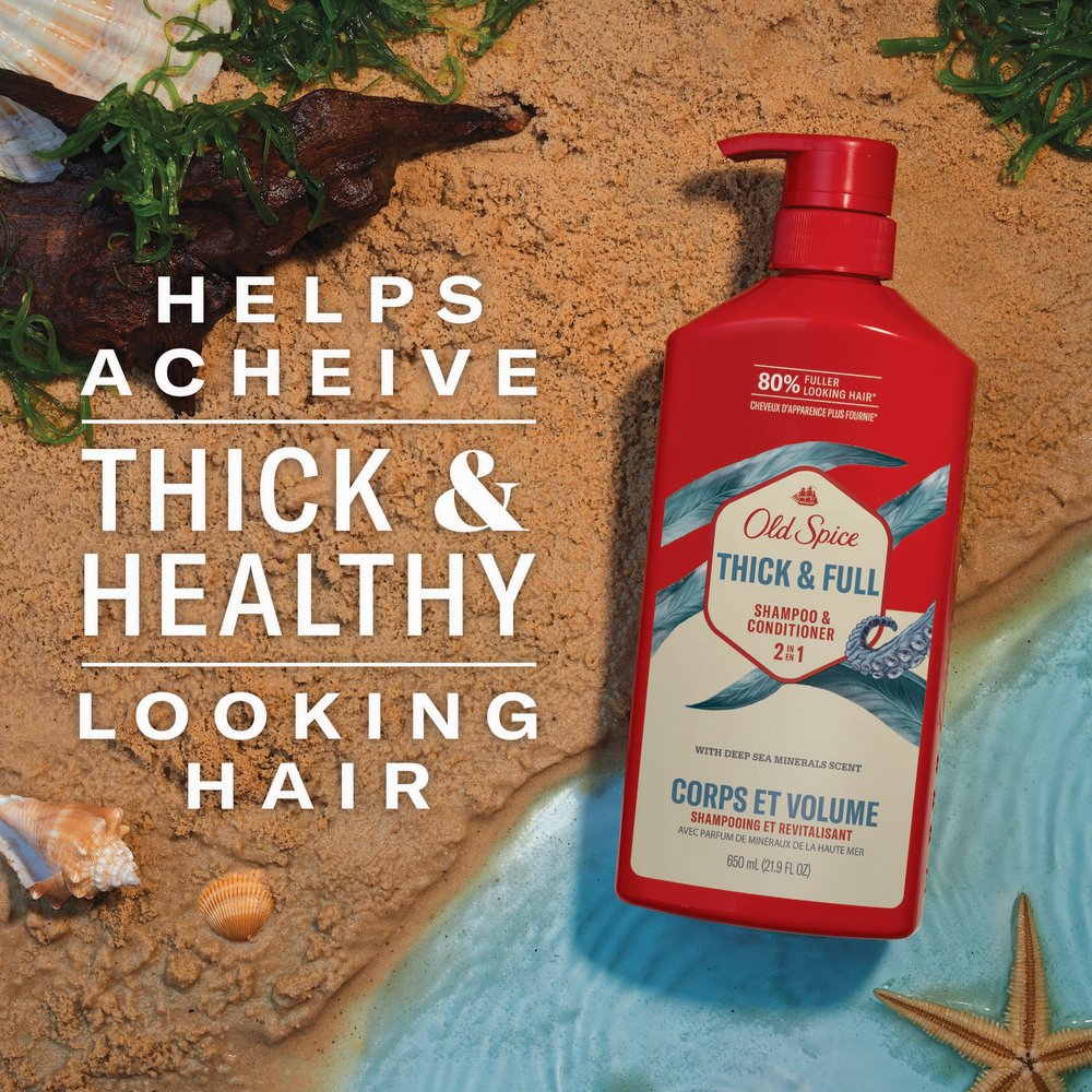 Old Spice Thick & Full 2 in 1 Shampoo & Conditioner - Deep Sea Minerals Scent