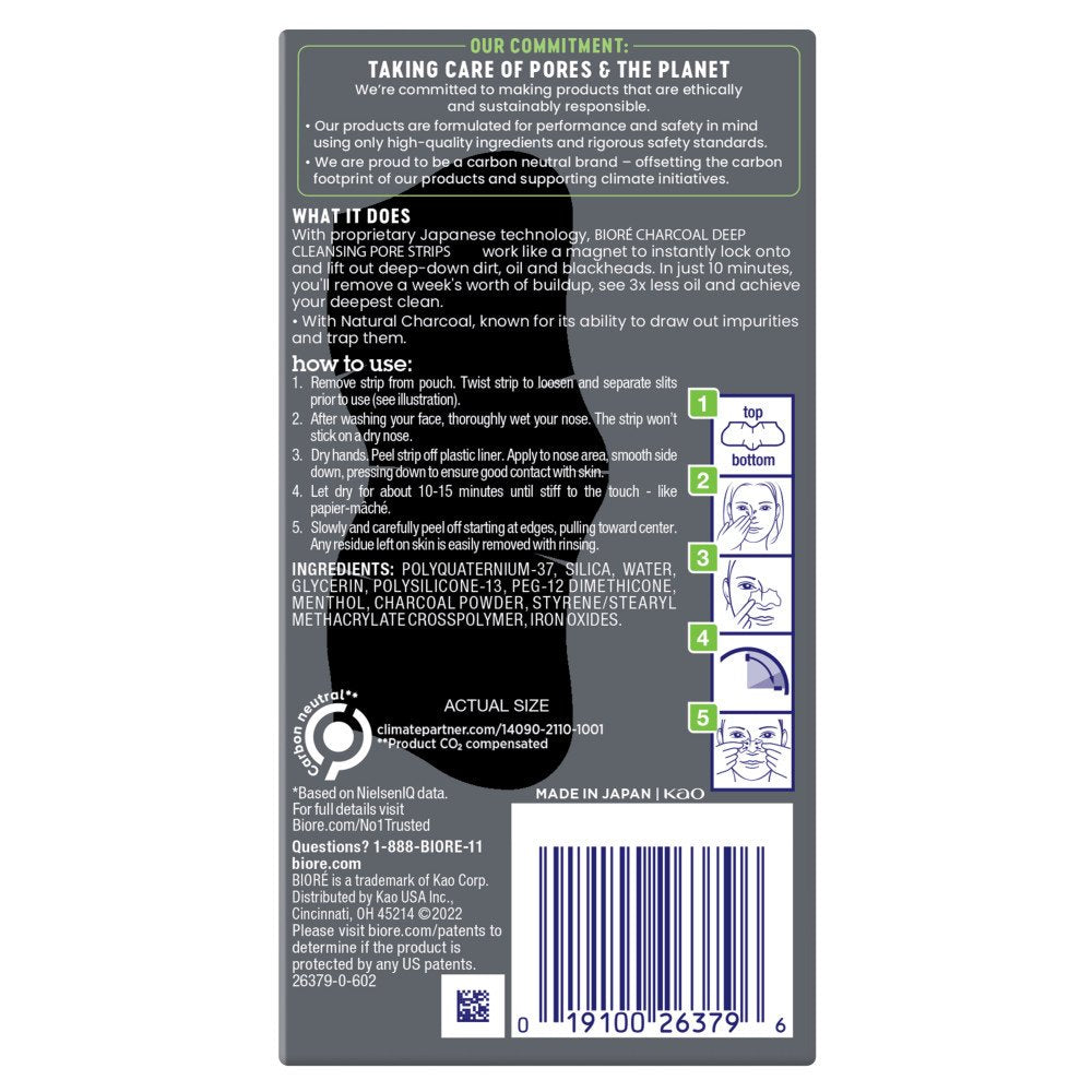 Bioré Men's Oil Control Charcoal Deep Cleansing Pore Strips