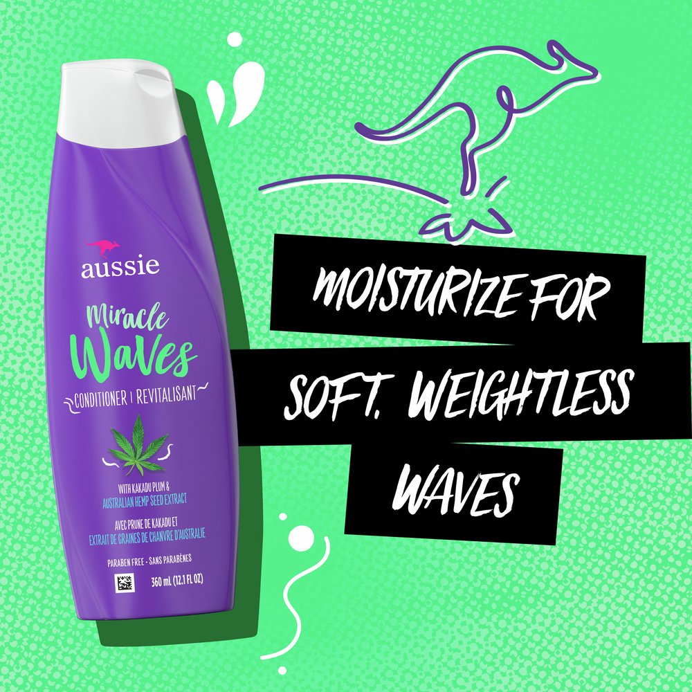 Aussie Miracle Waves Anti-Frizz Hemp Conditioner