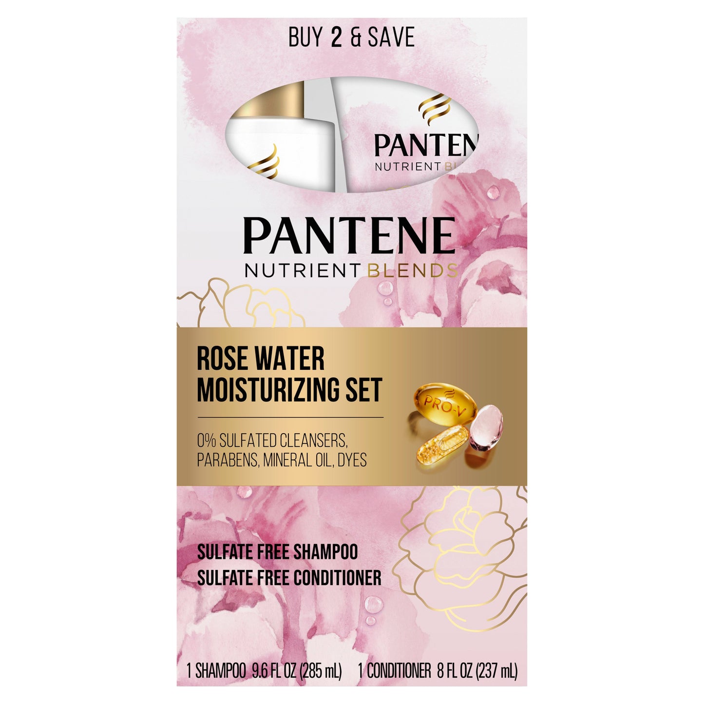Pantene Nutrient Blends Moisture Boost  Rose Water Shampoo & Conditioner