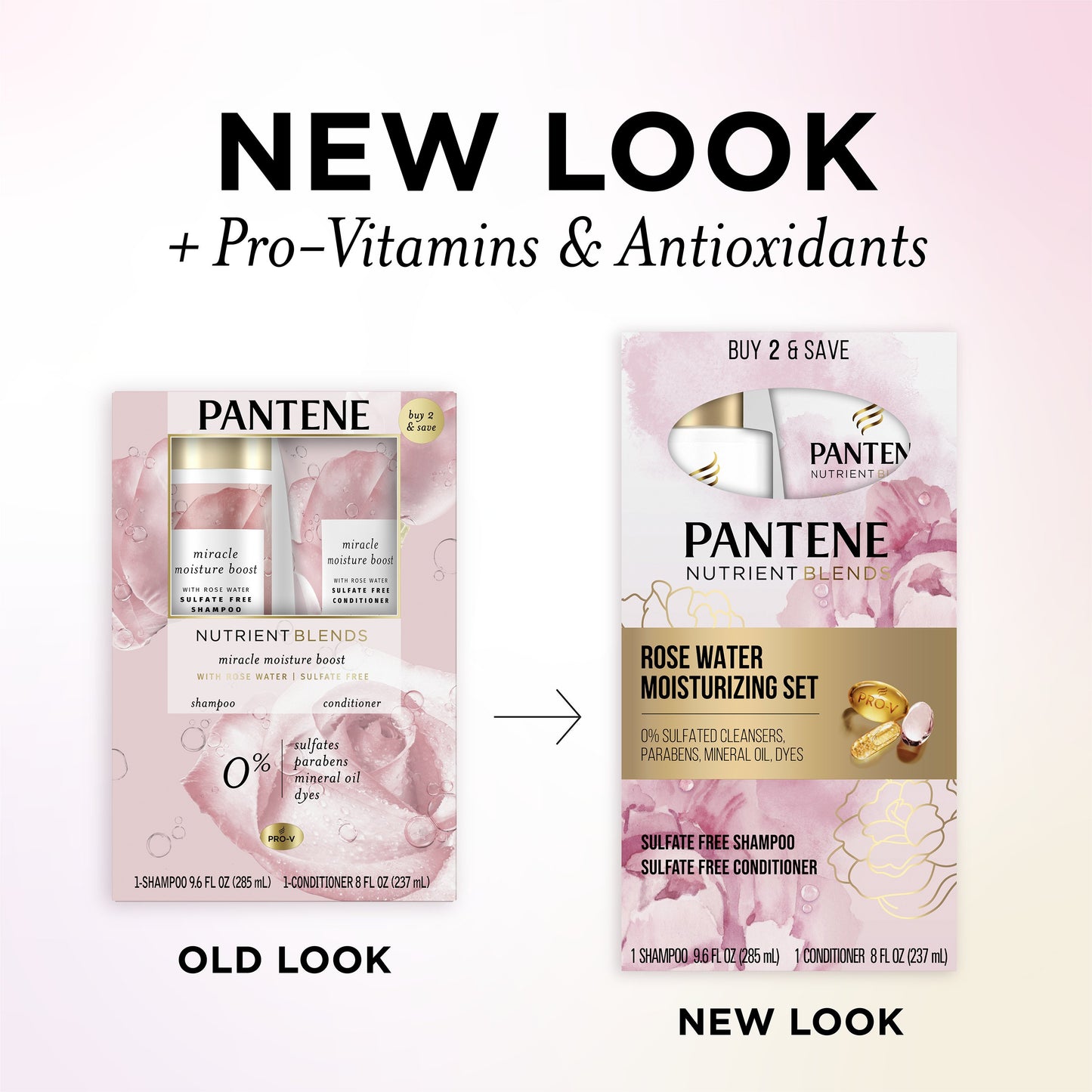 Pantene Nutrient Blends Moisture Boost  Rose Water Shampoo & Conditioner