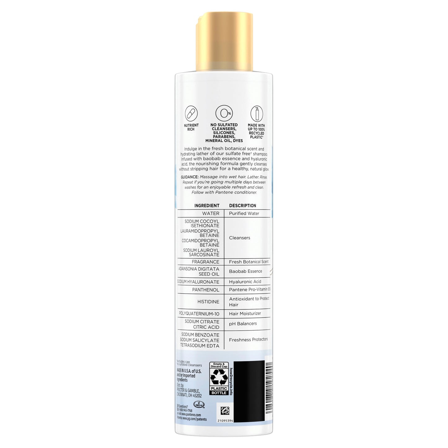 Pantene Nutrient Blends Hydrating Glow Baobab + Hyaluronic Sulfate Free Shampoo
