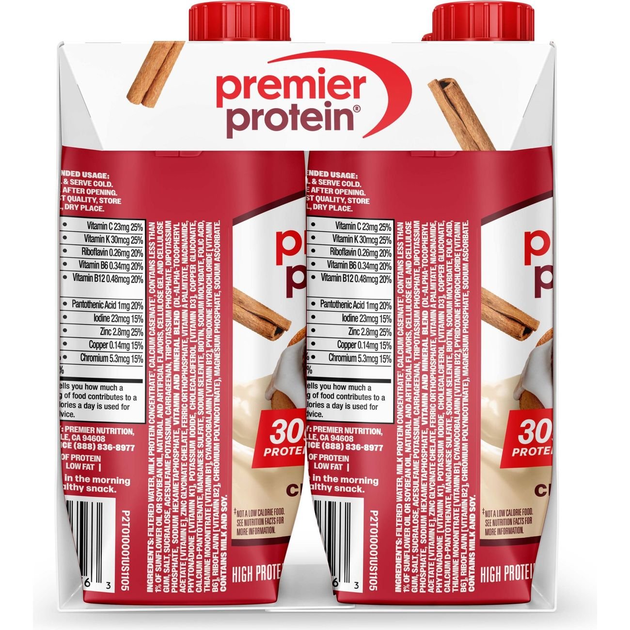 Premier Protein 30g Protein Shakes 4 pk Bottles - Cinnamon Roll