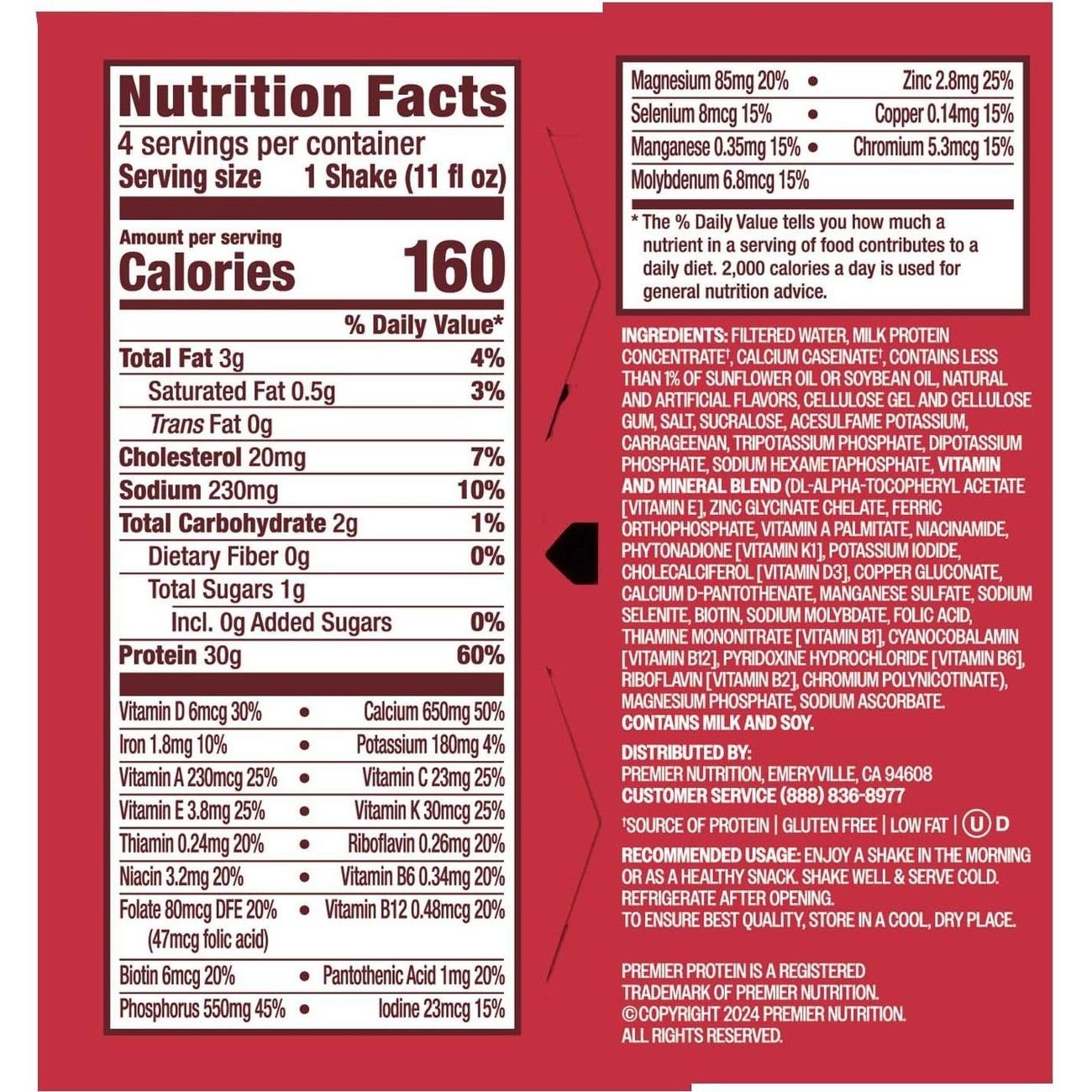 Premier Protein 30g Protein Shakes 4 pk Bottles - Cinnamon Roll