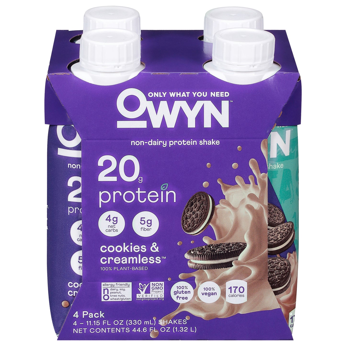 OWYN Non-Dairy 20g Protein Shakes 4 pk Bottles - Cookies & Creamless