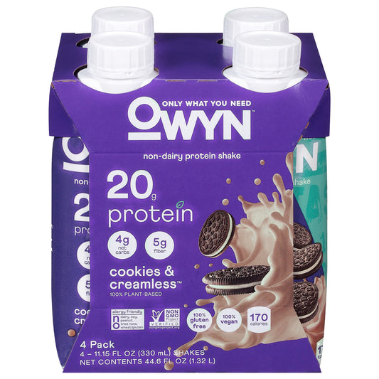OWYN Non-Dairy 20g Protein Shakes 4 pk Bottles - Cookies & Creamless