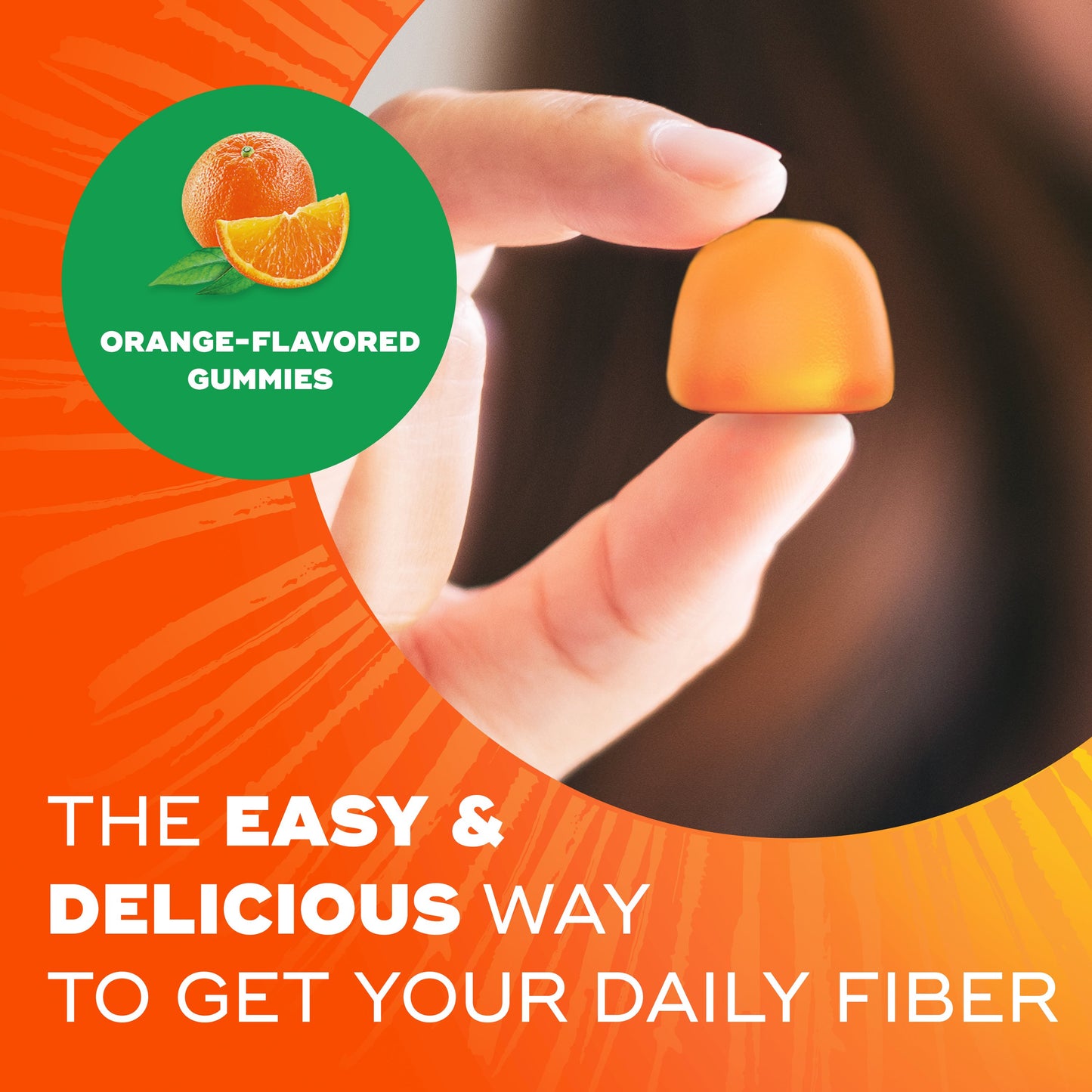 Metamucil Fiber Gummies, Plant-Based Prebiotic Fiber Supplement Blend, No Sugar Added, Orange Flavor