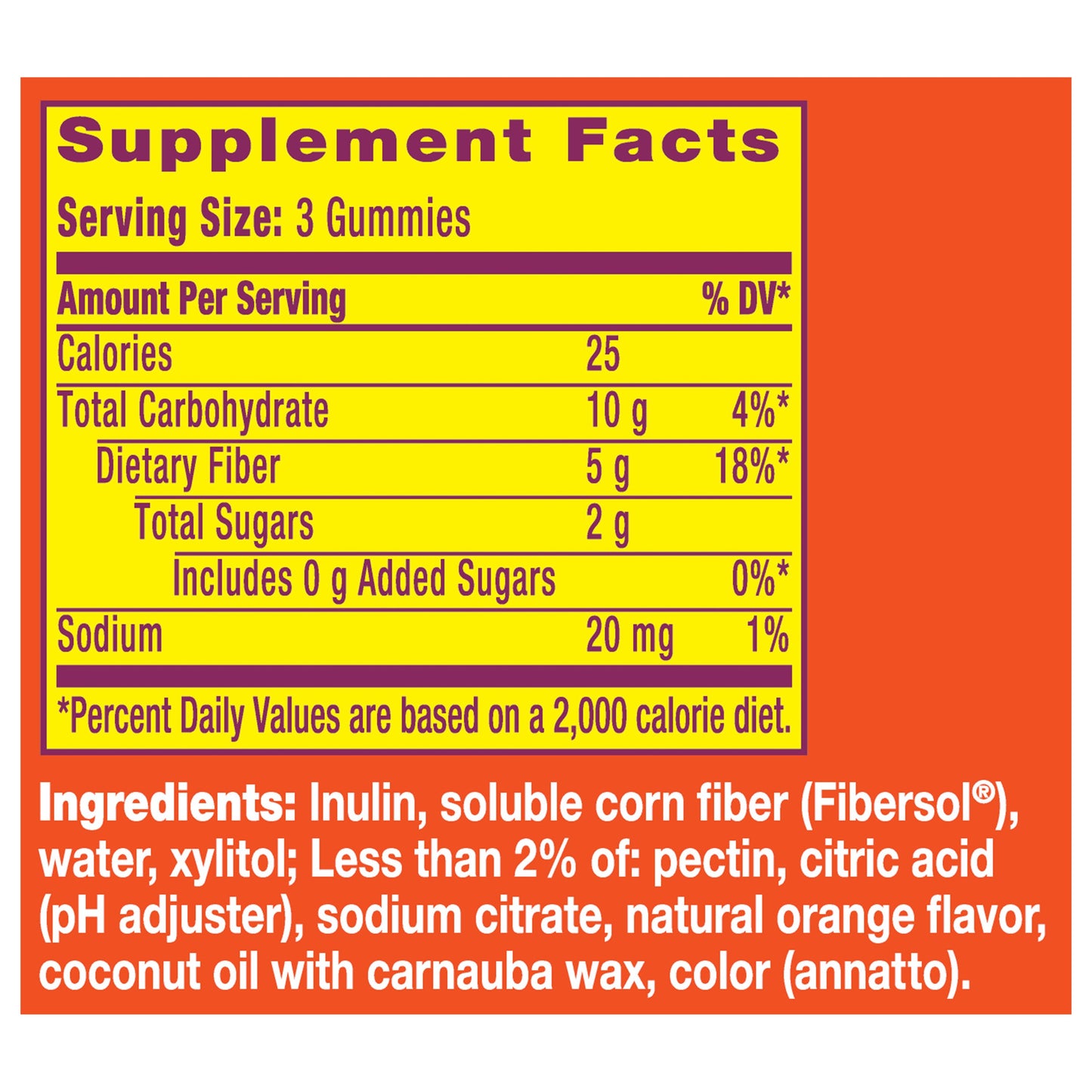 Metamucil Fiber Gummies, Plant-Based Prebiotic Fiber Supplement Blend, No Sugar Added, Orange Flavor
