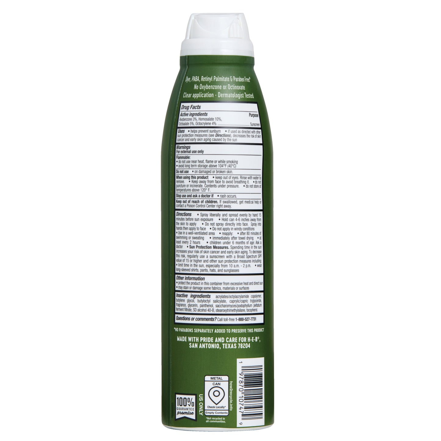 H-E-B Men’s Oxybenzone Free Sunscreen Spray – SPF 50