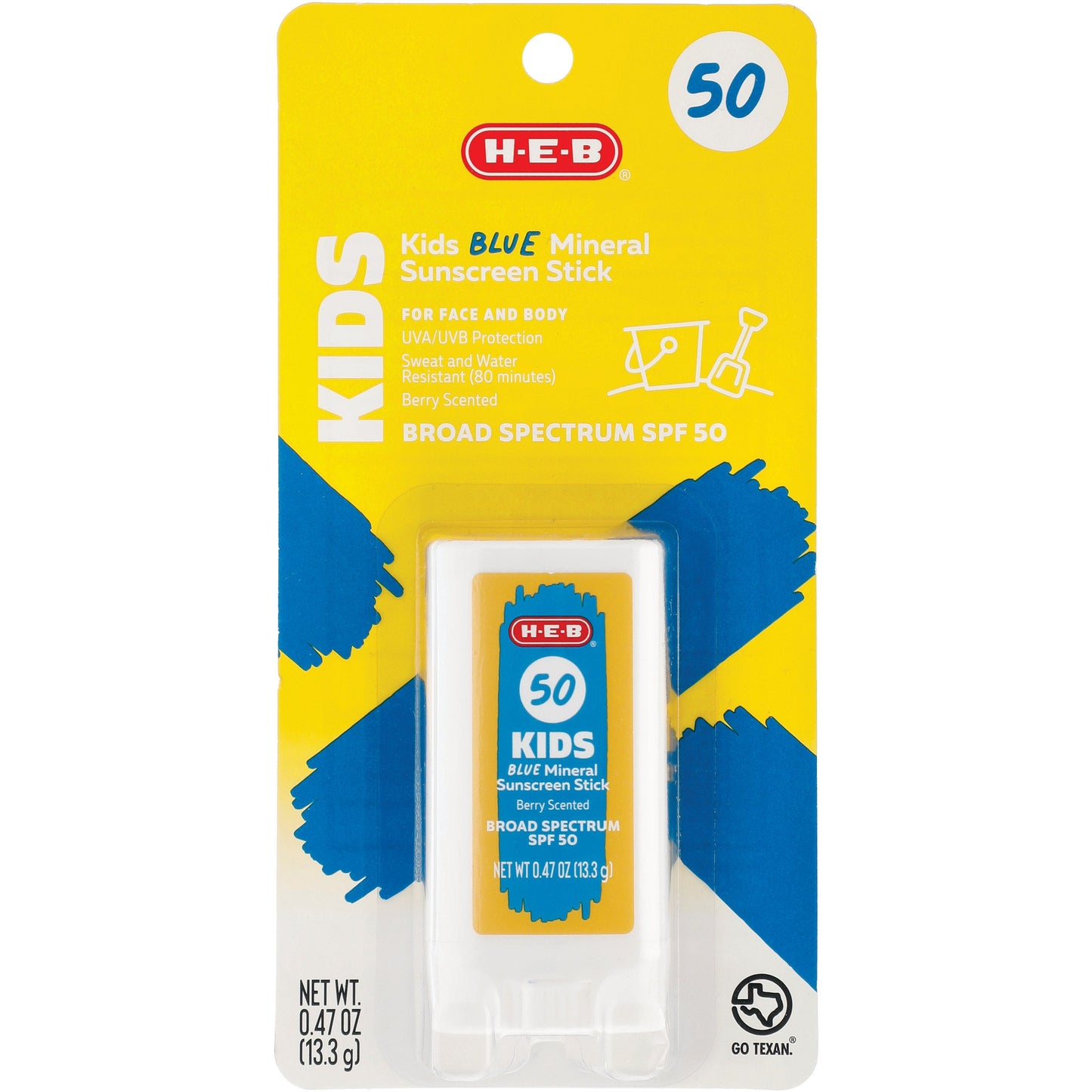 H-E-B Kids Blue Mineral Broad Spectrum Sunscreen Stick – SPF 50