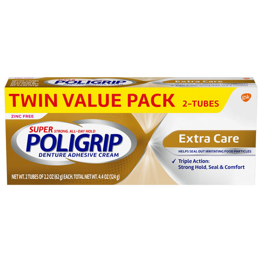 Super Poligrip Extra Care Zinc Free Denture and Partials Adhesive Cream