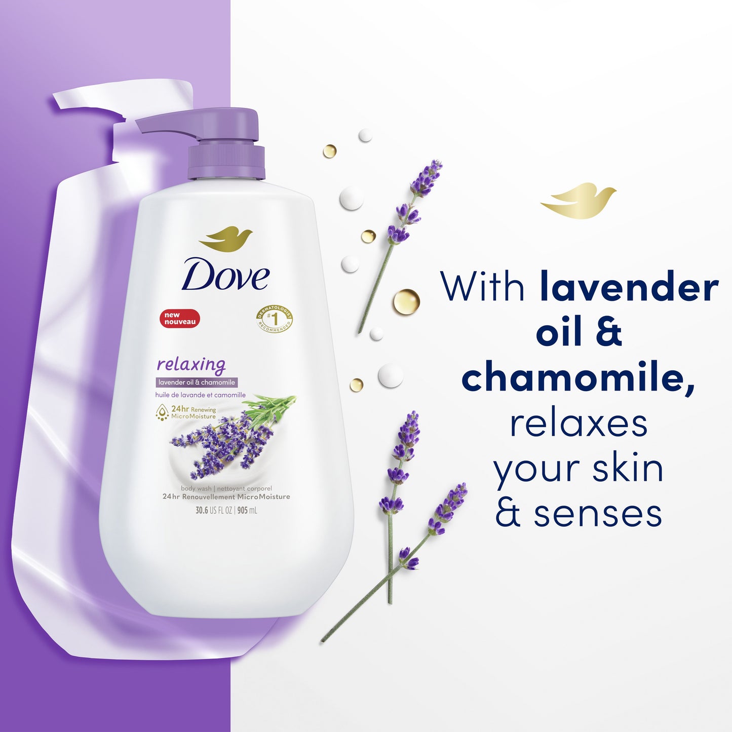 Dove Relaxing Body Wash with Pump - Lavender Oil & Chamomile