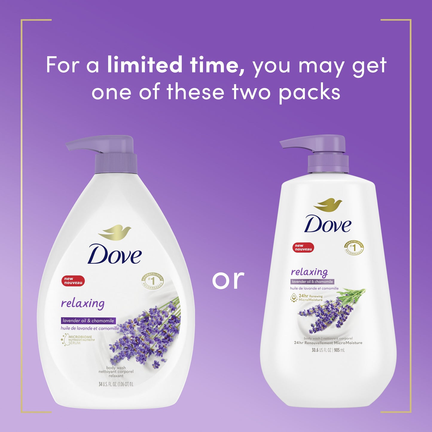 Dove Relaxing Body Wash with Pump - Lavender Oil & Chamomile