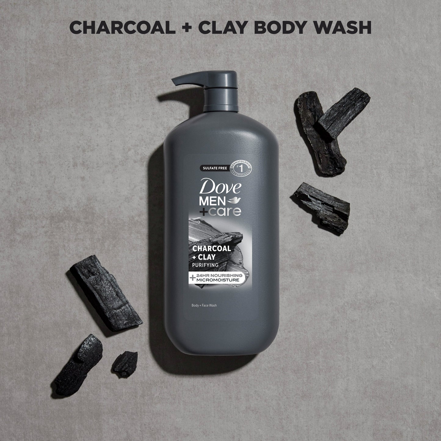 Dove Men+Care Men+Care Purifying Body and Face Wash - Charcoal & Clay