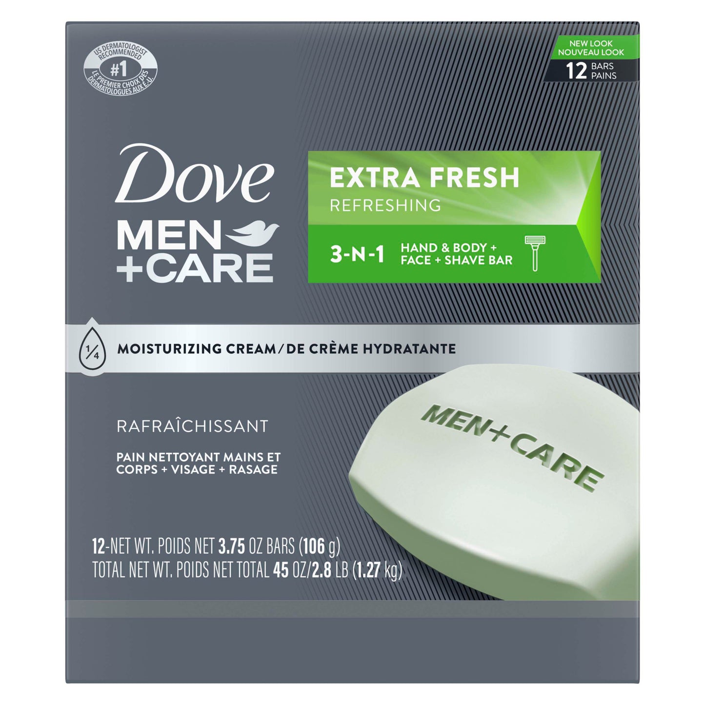Dove Men+Care Bar 3 in 1 Cleanser for Body, Face, and Shaving Extra Fresh