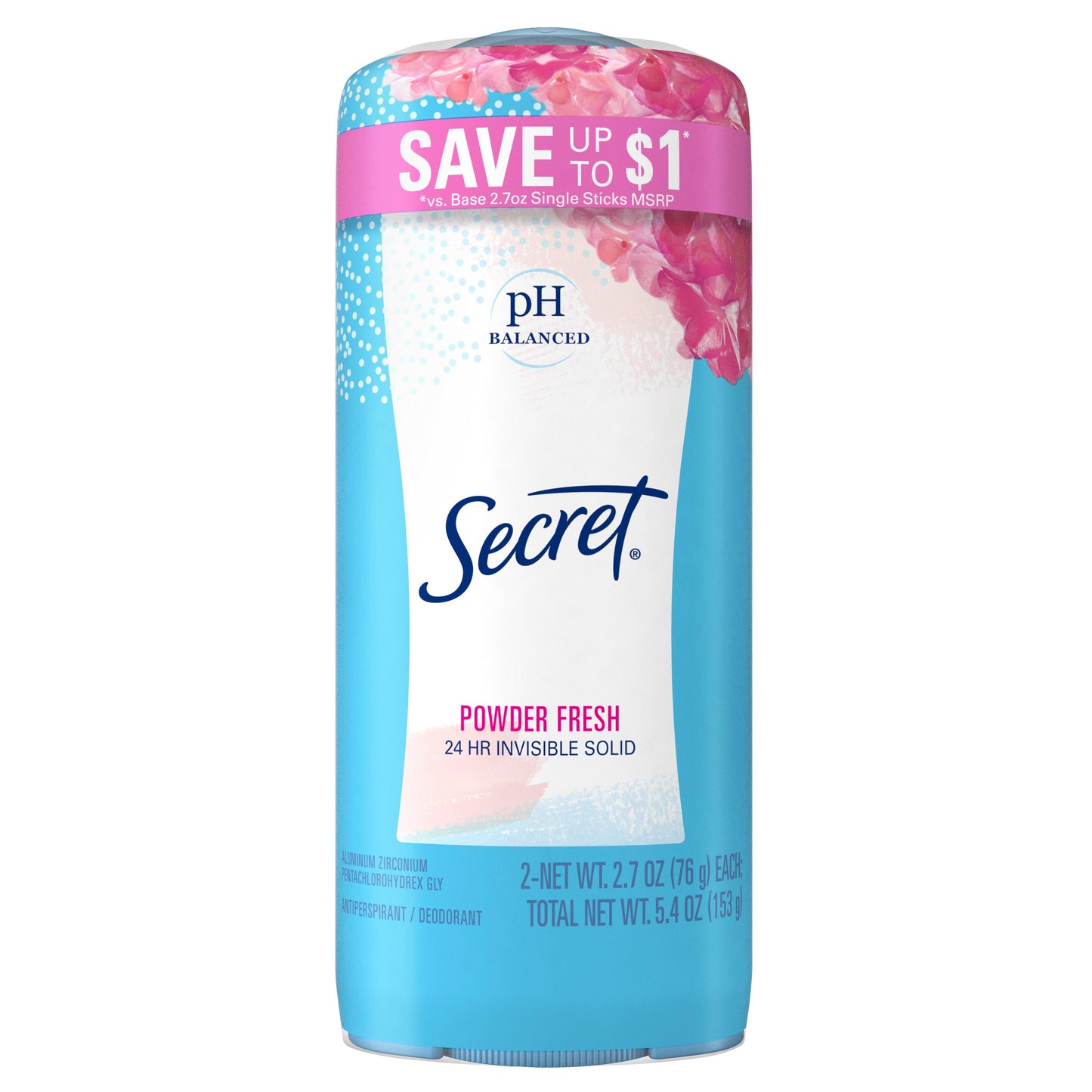 Secret 24 Hr Invisible Solid Antiperspirant Deodorant - Powder Fresh