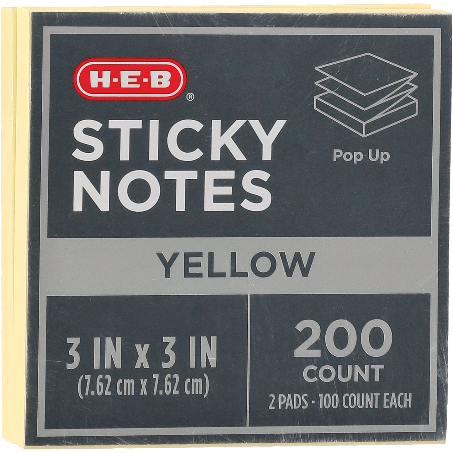 H-E-B Pop Up Sticky Notes - Yellow, 200 ct