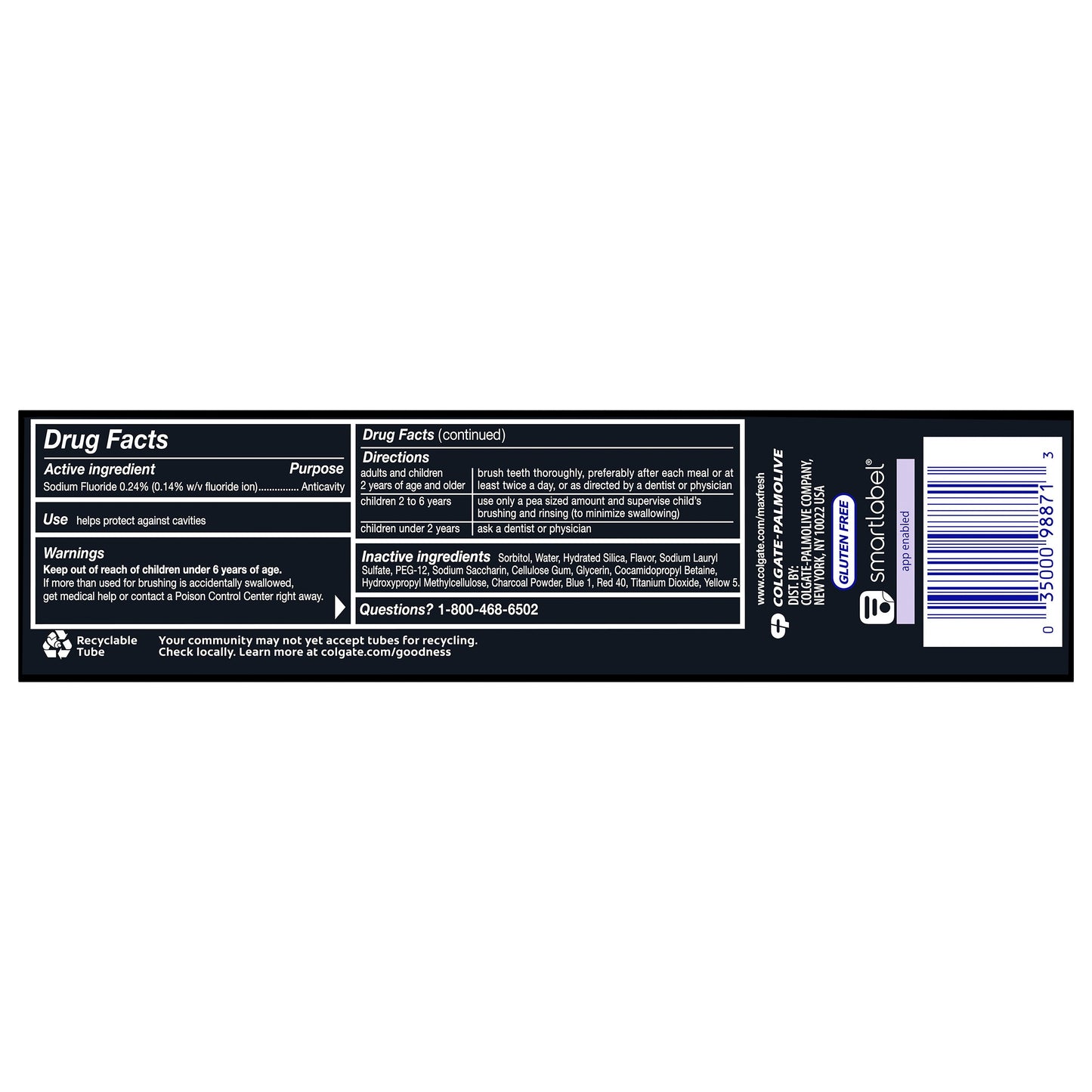 Colgate Max Fresh + Charcoal Anticavity Toothpaste - Charcoal Mint