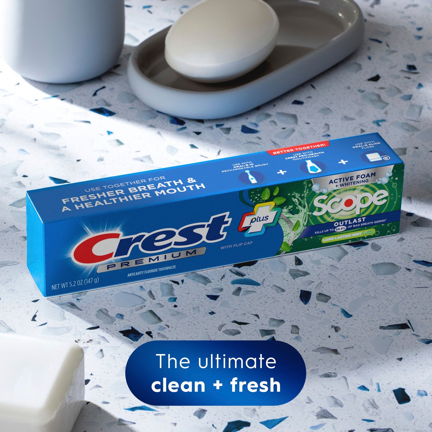 Crest Premium + Scope Outlast Active Foam Toothpaste - Long Lasting Mint