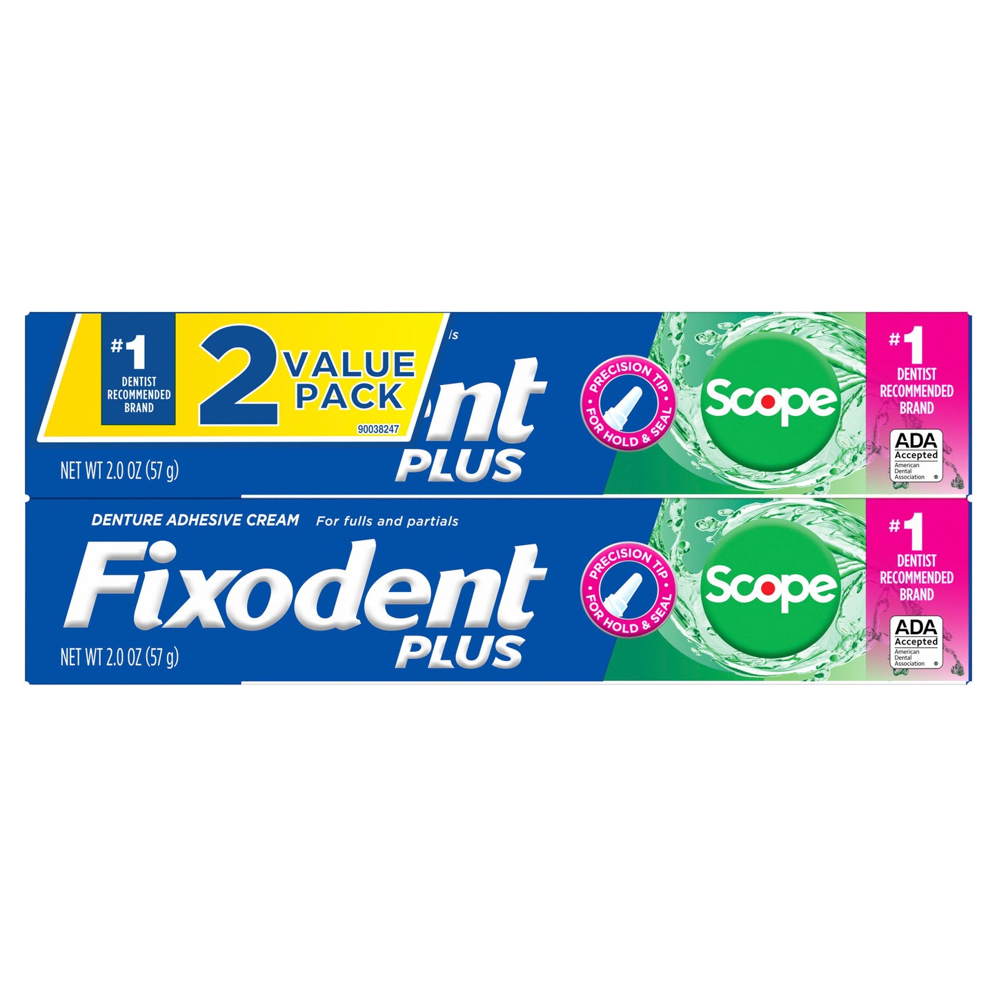 Fixodent Plus Scope Precision Hold & Seal Denture Adhesive Cream, 2 Pk