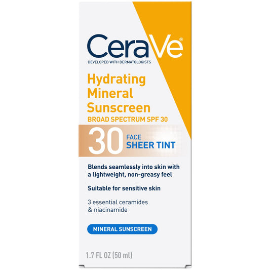 CeraVe Hydrating Mineral Sheer Tinted Face Sunscreen Broad Spectrum SPF 30