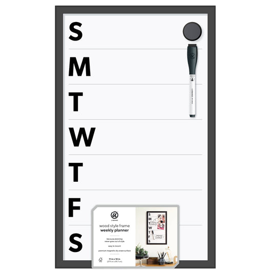 U Brands Wood Frame Weekly Dry Erase Planner