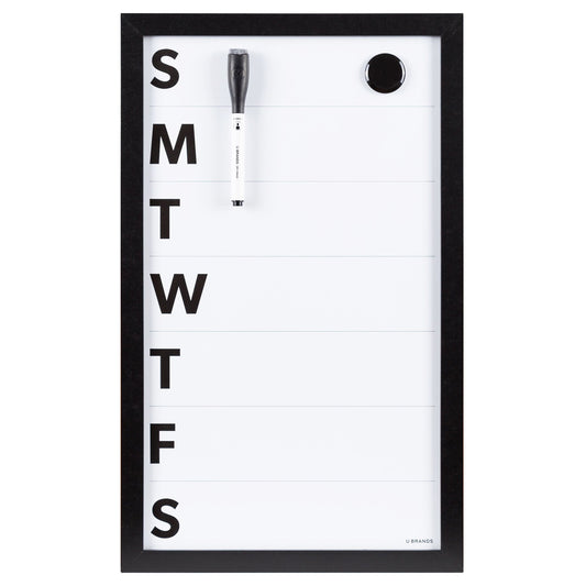U Brands Wood Frame Weekly Dry Erase Planner