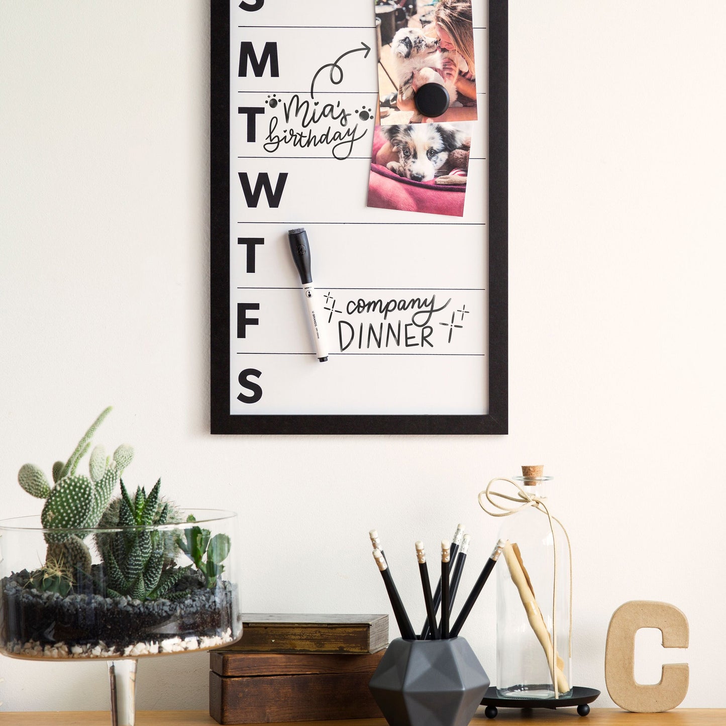U Brands Wood Frame Weekly Dry Erase Planner