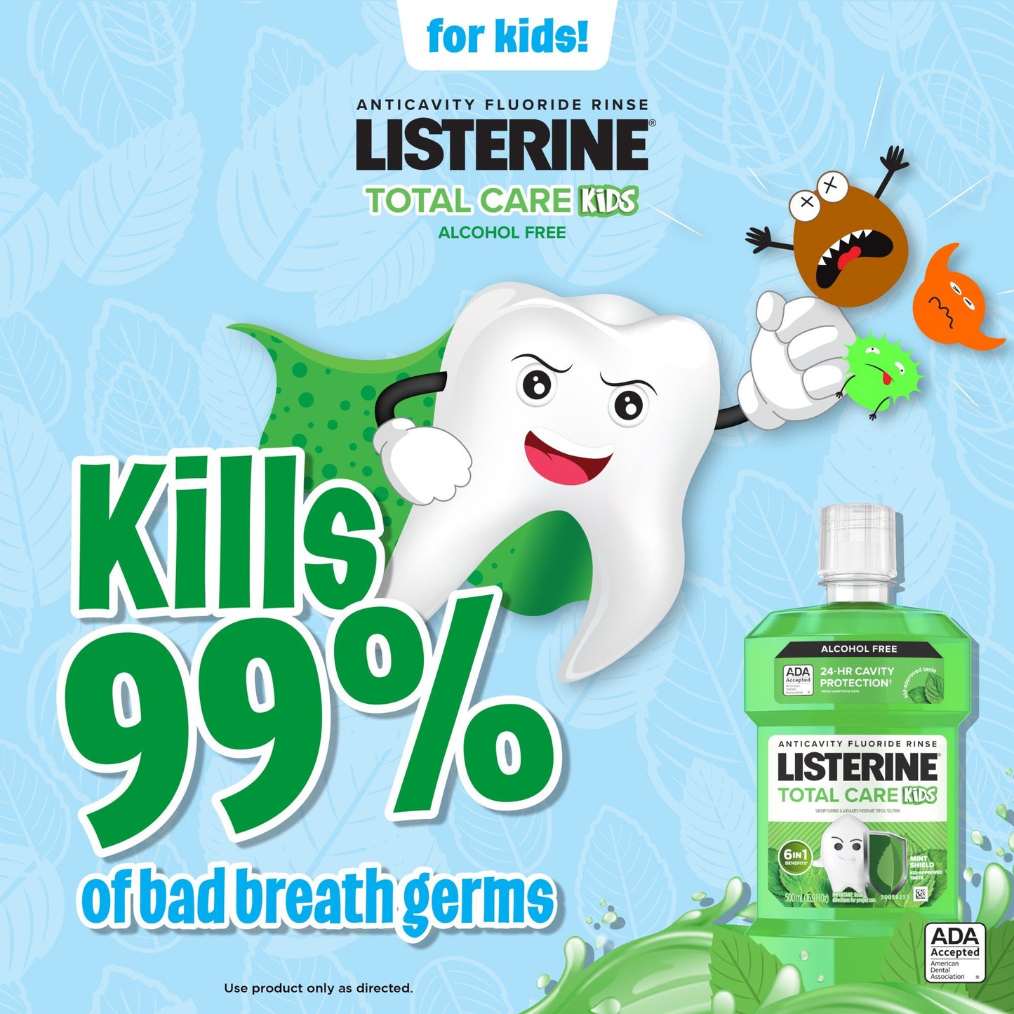 Listerine Kids Smart Rinse Mouthwash - Mint Shield