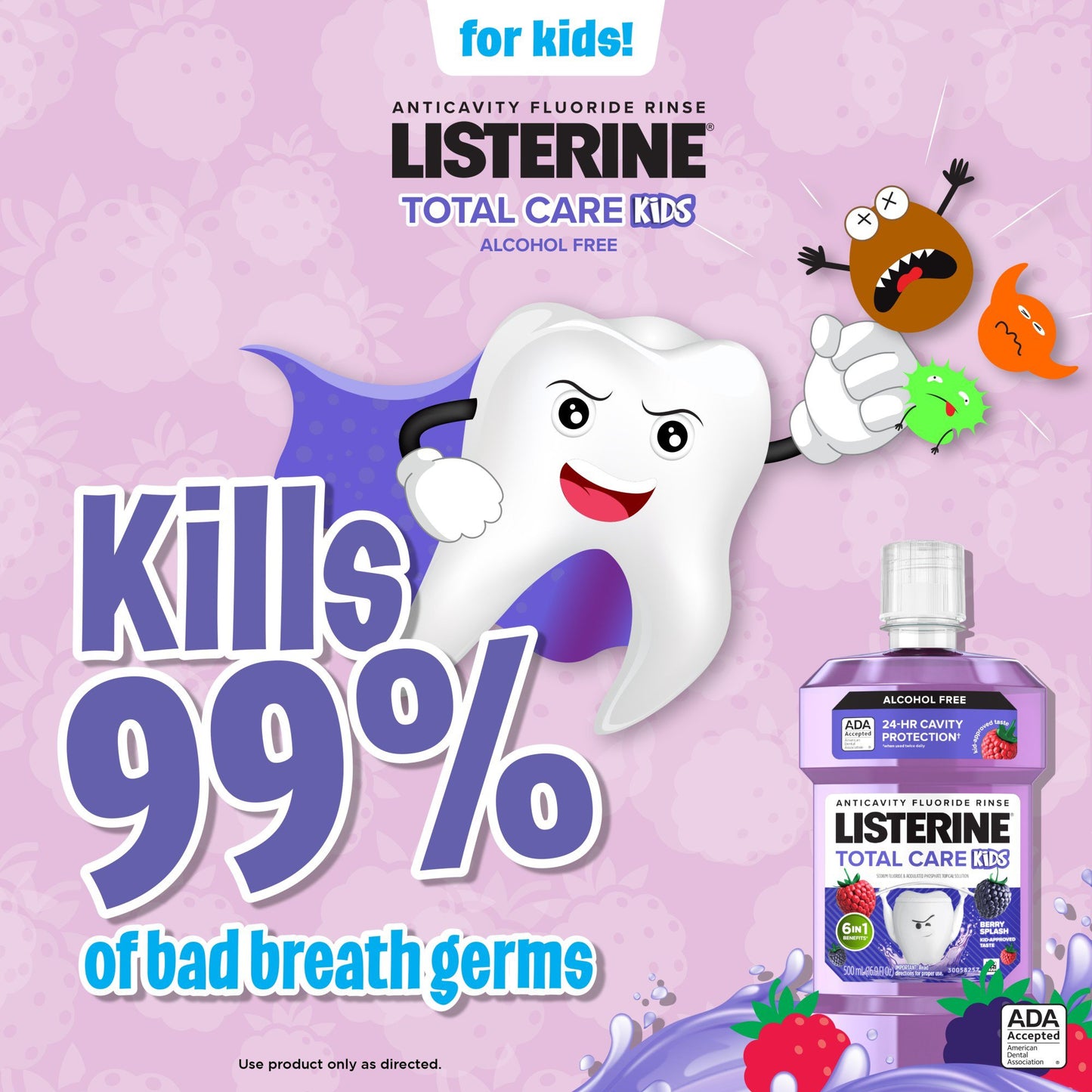 Listerine Smart Rinse Mouthwash - Berry Splash